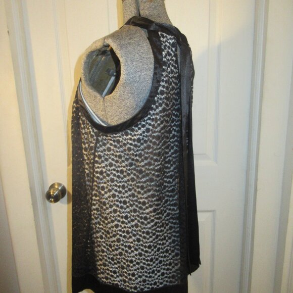 Nicole Miller Black & White Lace Dot Size Small Halter Neck Top Satin Bow Tie - Picture 7 of 14